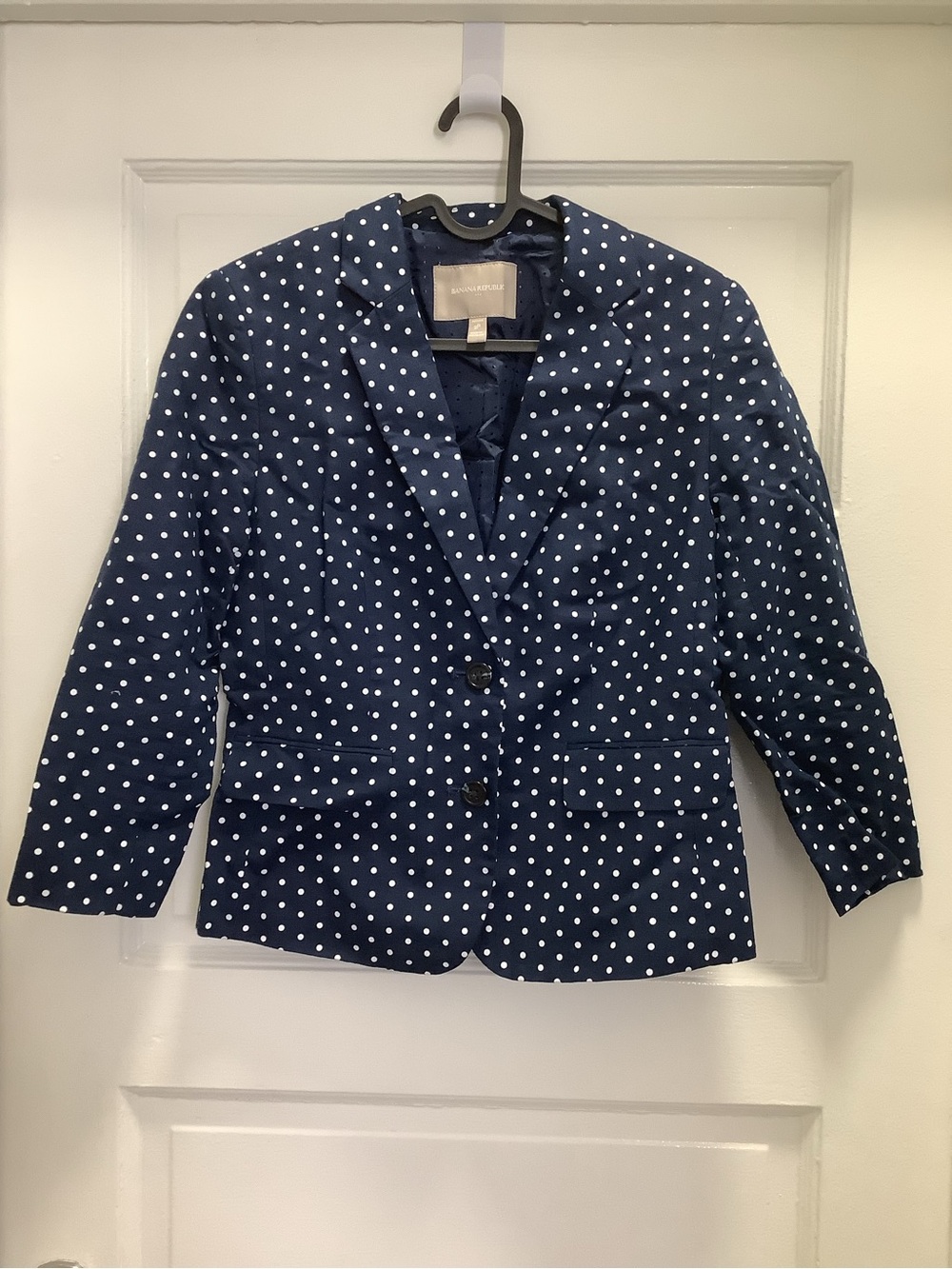 Banana Republic Navy Polka Dot Linen Blend Blazer 2P